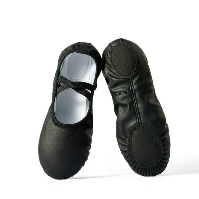 Ballet Soft PU Leather Dance Shoes No-Tie Ballerina Slippers for Women Yoga Shoes