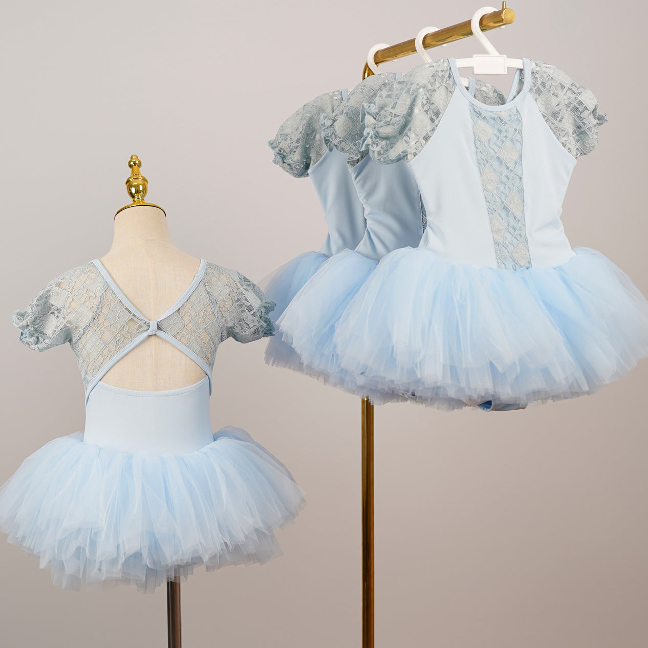 missfiona Girls Blue Lace Dress Leotard Ballet Dance Activewear Tutu Skirt Princess Dress