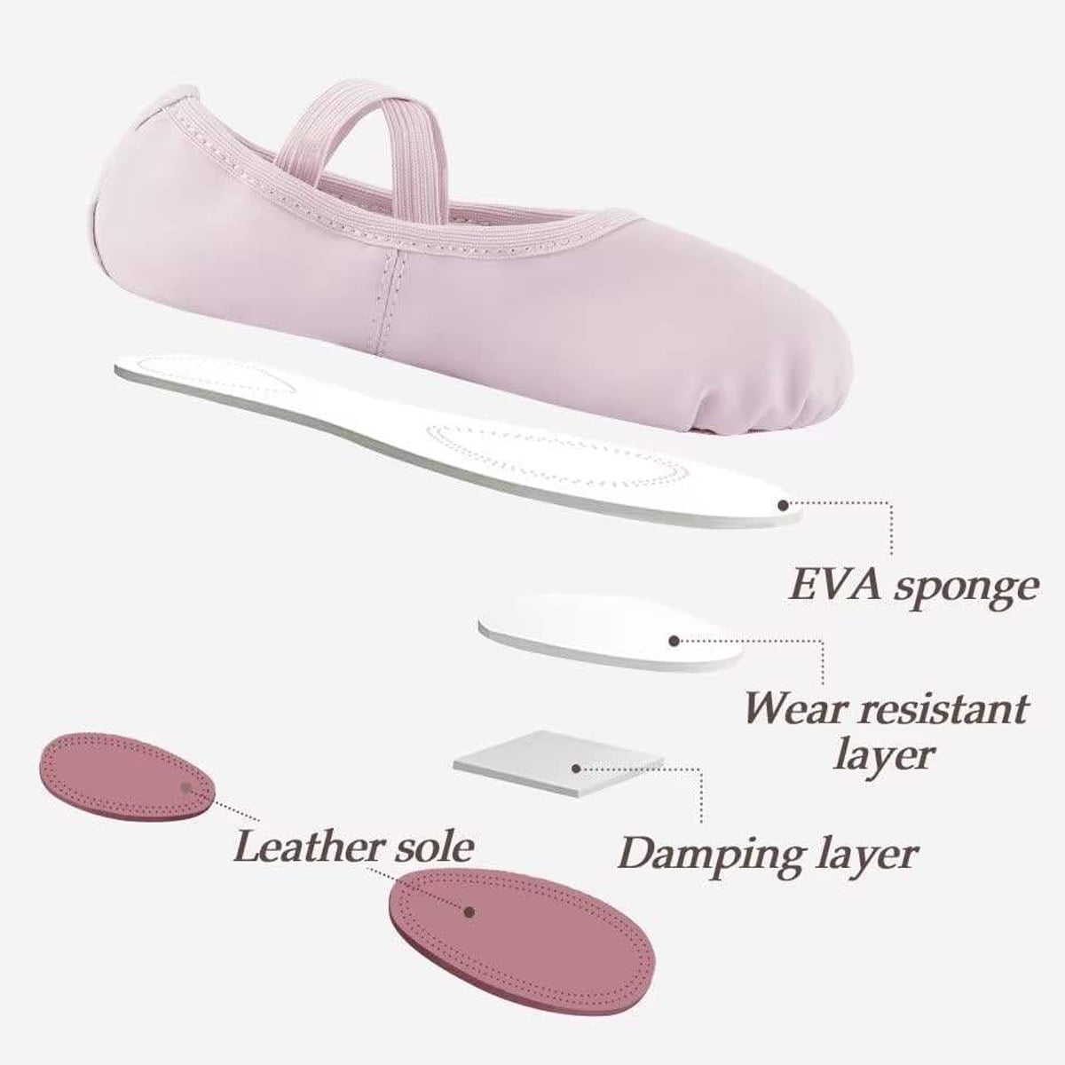 Missfiona Girl Ballet Dance Shoes Soft Leather Ballet Slippers For Toddler/Little Kid/Big Kid