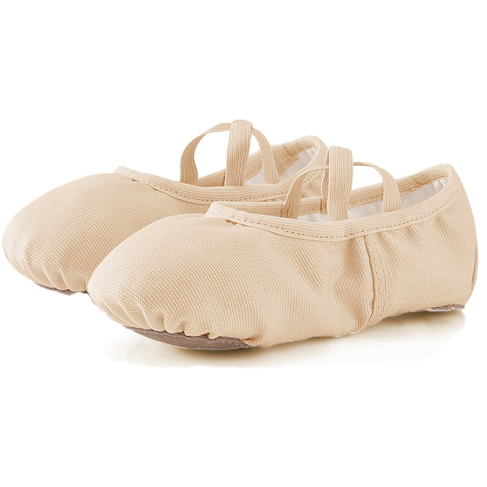 Missfiona Girls Ballet Shoes Canvas No-Tie Ballet Slippers Dance Shoes for Toddler/Little Kid/Big Kid/Boy