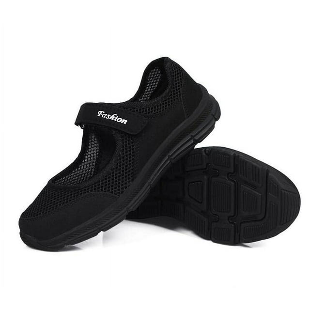 Missfiona Womens Mary Jane Sneakers Walking Shoes Breathable Granny Flat Work Shoes