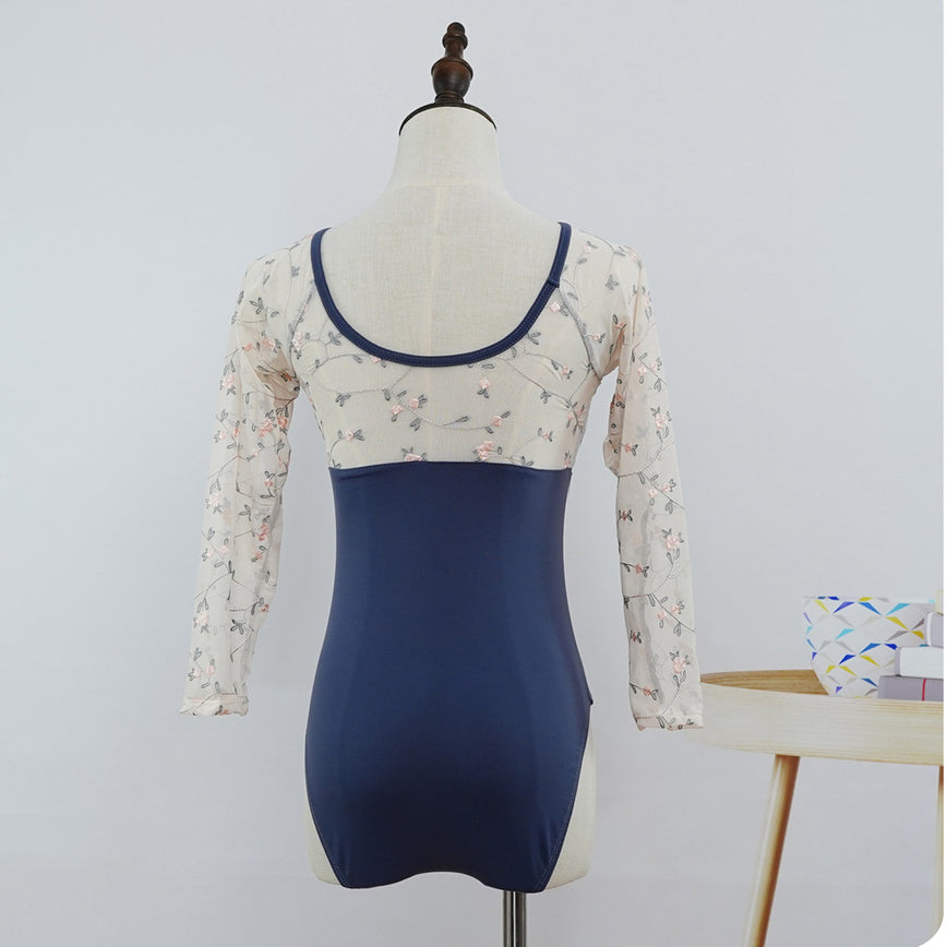 2025 Embroidery Two Tone Dance Ballet Leotard for Toddler Girls Long Sleeved Dance Bellerina Dress Outfits