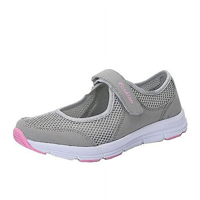 Missfiona Womens Mary Jane Sneakers Walking Shoes Breathable Granny Flat Work Shoes