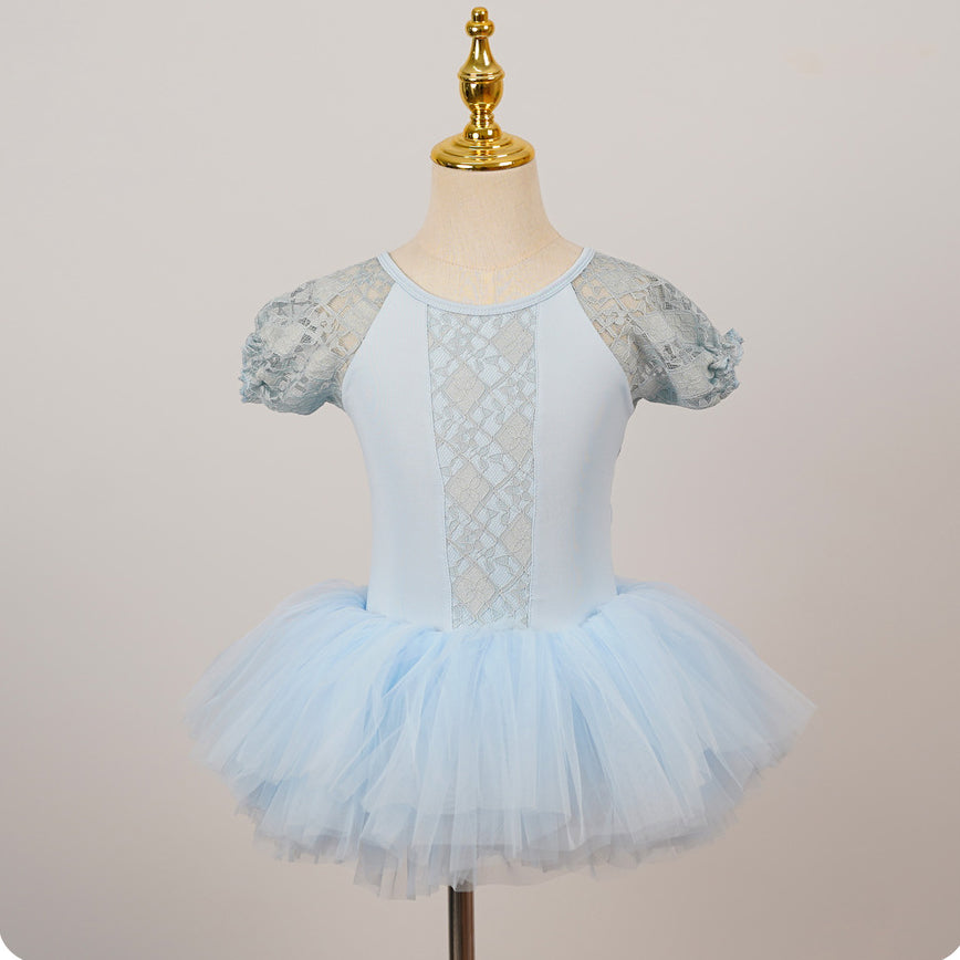missfiona Girls Blue Lace Dress Leotard Ballet Dance Activewear Tutu Skirt Princess Dress