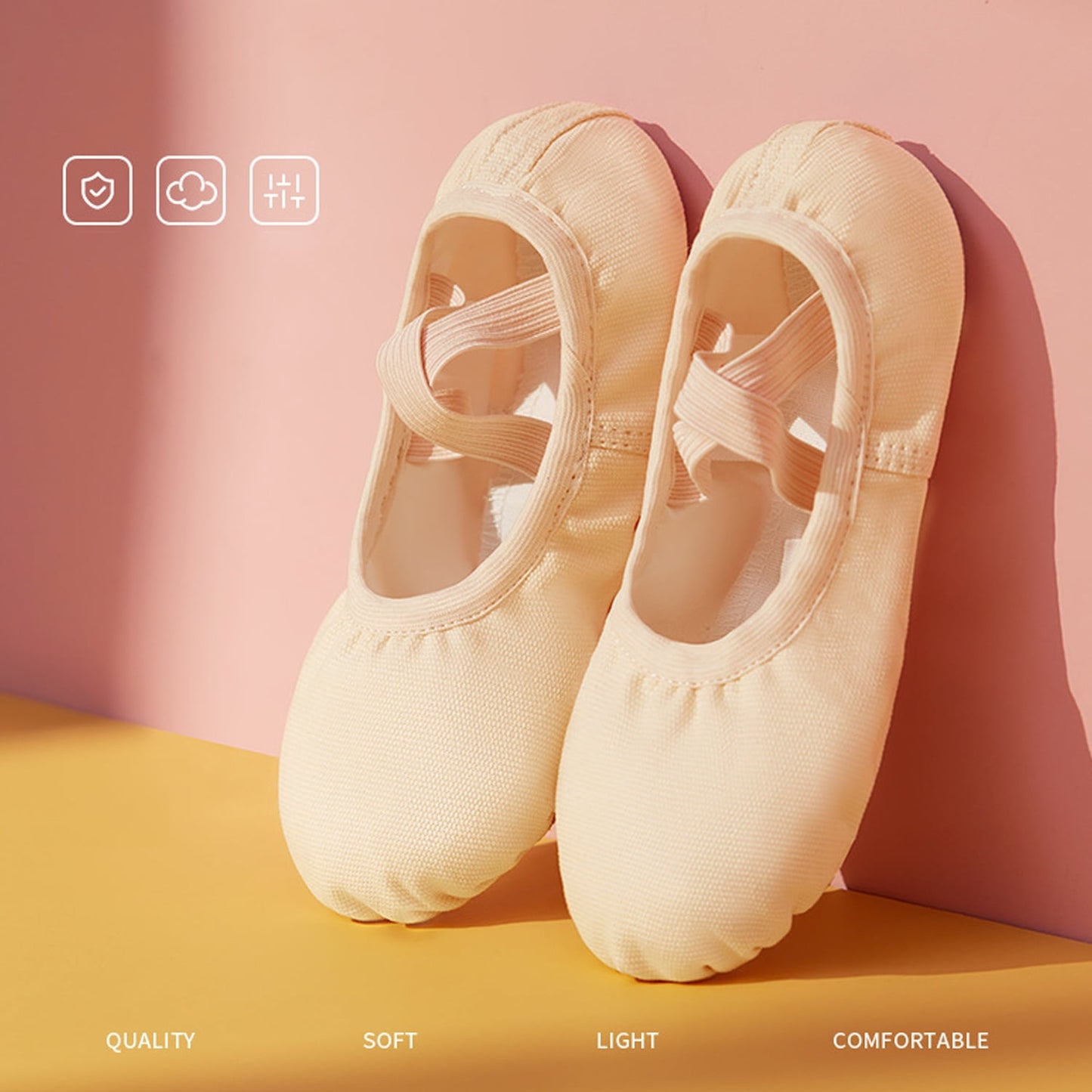 Missfiona Girls Ballet Shoes Canvas No-Tie Ballet Slippers Dance Shoes for Toddler/Little Kid/Big Kid/Boy