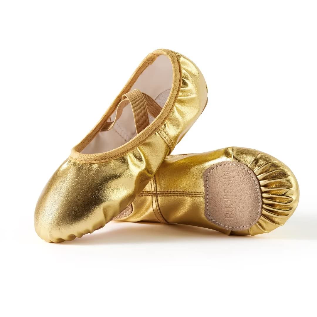 Missfiona Girl Ballet Dance Shoes Soft Leather Ballet Slippers For Toddler/Little Kid/Big Kid