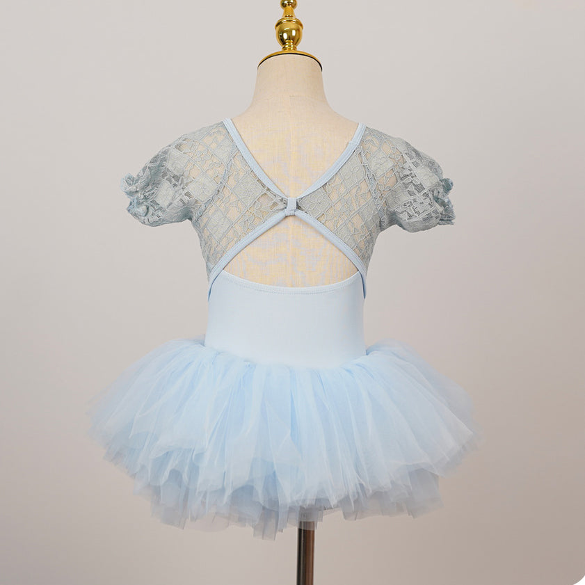 missfiona Girls Blue Lace Dress Leotard Ballet Dance Activewear Tutu Skirt Princess Dress