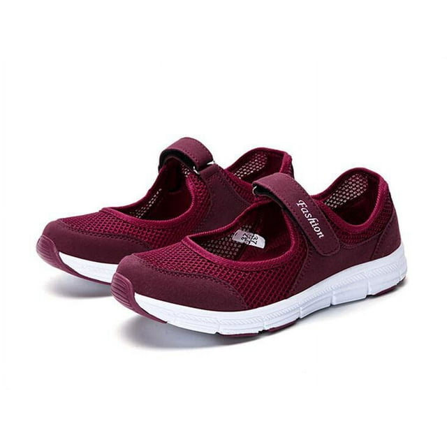 Missfiona Womens Mary Jane Sneakers Walking Shoes Breathable Granny Flat Work Shoes