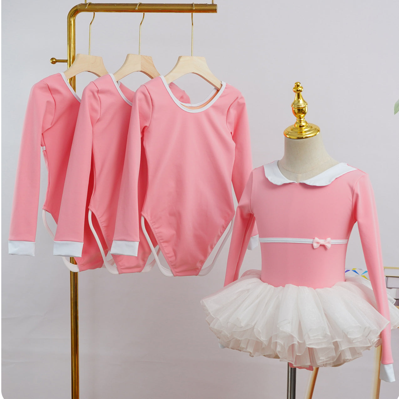 2 Pieces Long Sleeve Dance Ballet Tutu Leotard Dress Ballerina Outfit for Girls Toddler