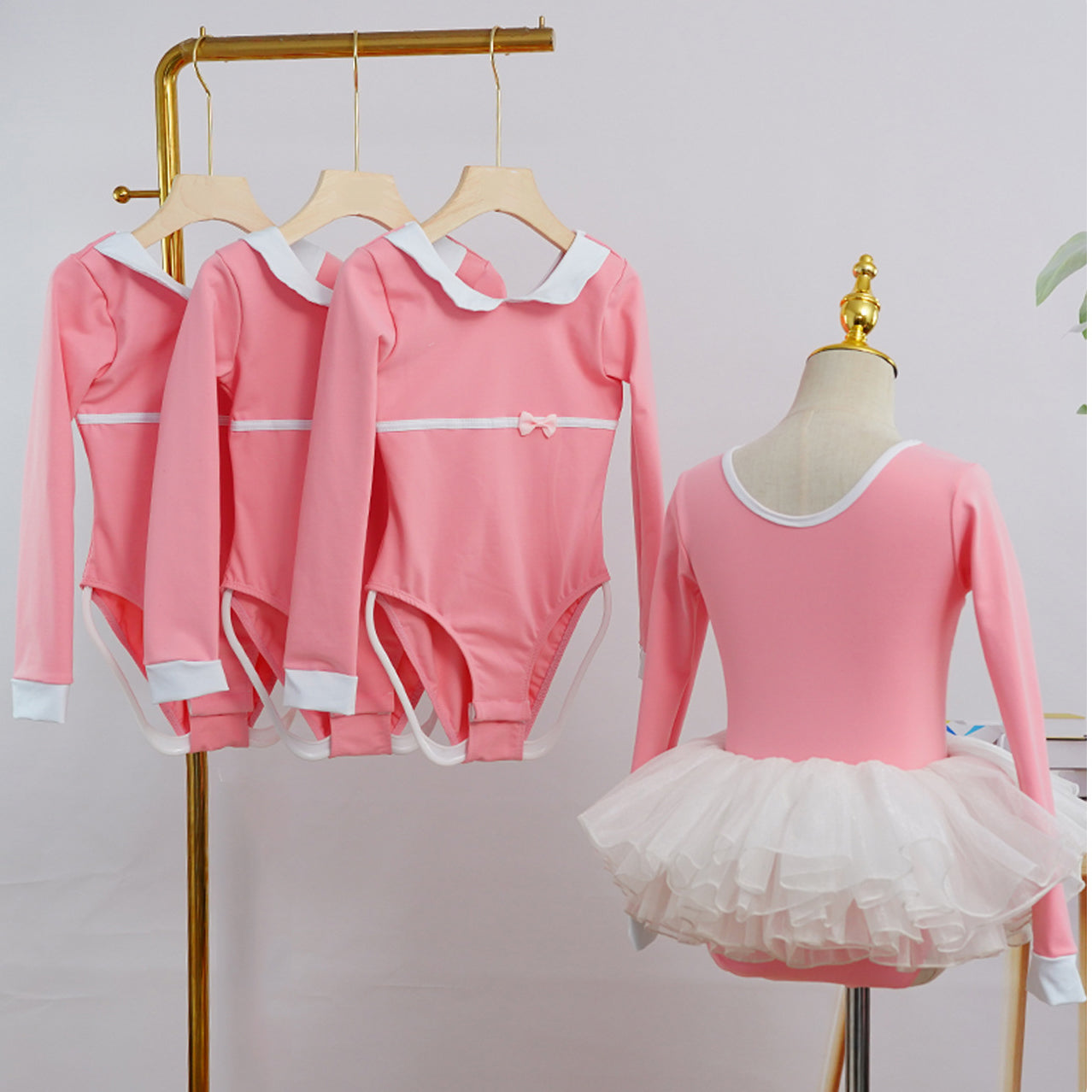 2 Pieces Long Sleeve Dance Ballet Tutu Leotard Dress Ballerina Outfit for Girls Toddler
