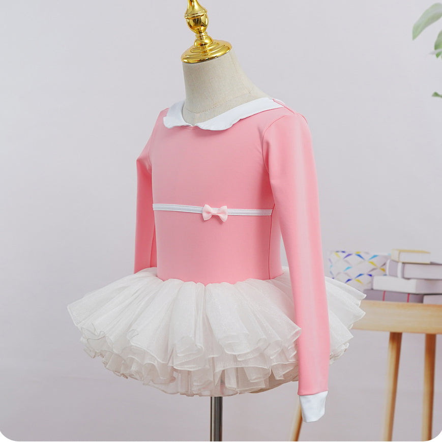 2 Pieces Long Sleeve Dance Ballet Tutu Leotard Dress Ballerina Outfit for Girls Toddler