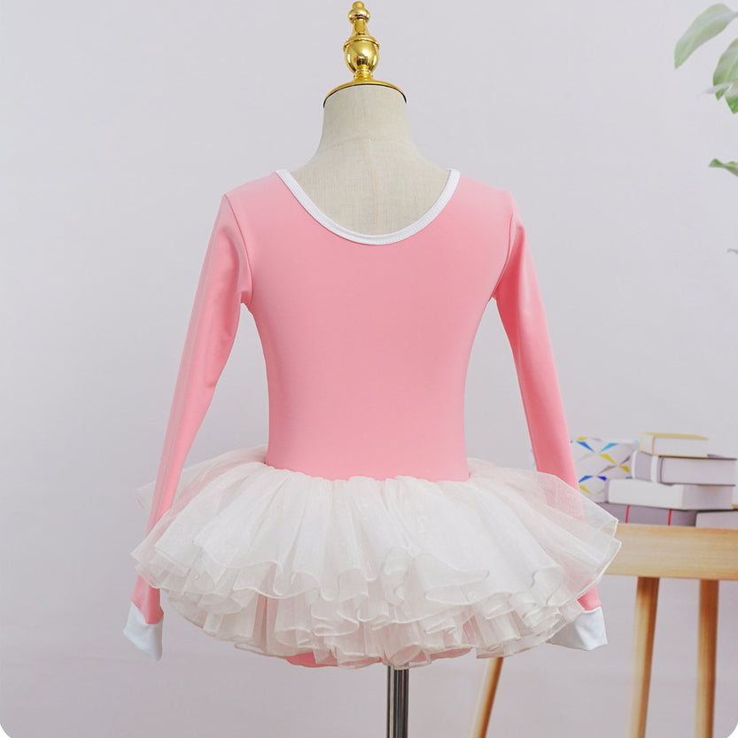 2 Pieces Long Sleeve Dance Ballet Tutu Leotard Dress Ballerina Outfit for Girls Toddler