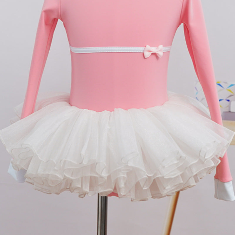 2 Pieces Long Sleeve Dance Ballet Tutu Leotard Dress Ballerina Outfit for Girls Toddler