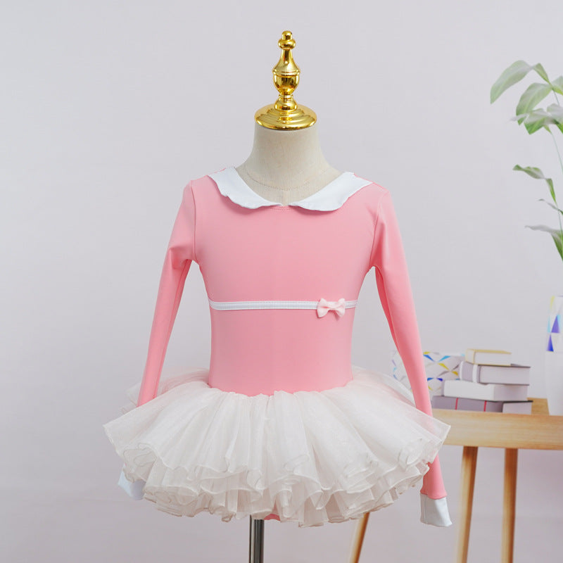 2 Pieces Long Sleeve Dance Ballet Tutu Leotard Dress Ballerina Outfit for Girls Toddler