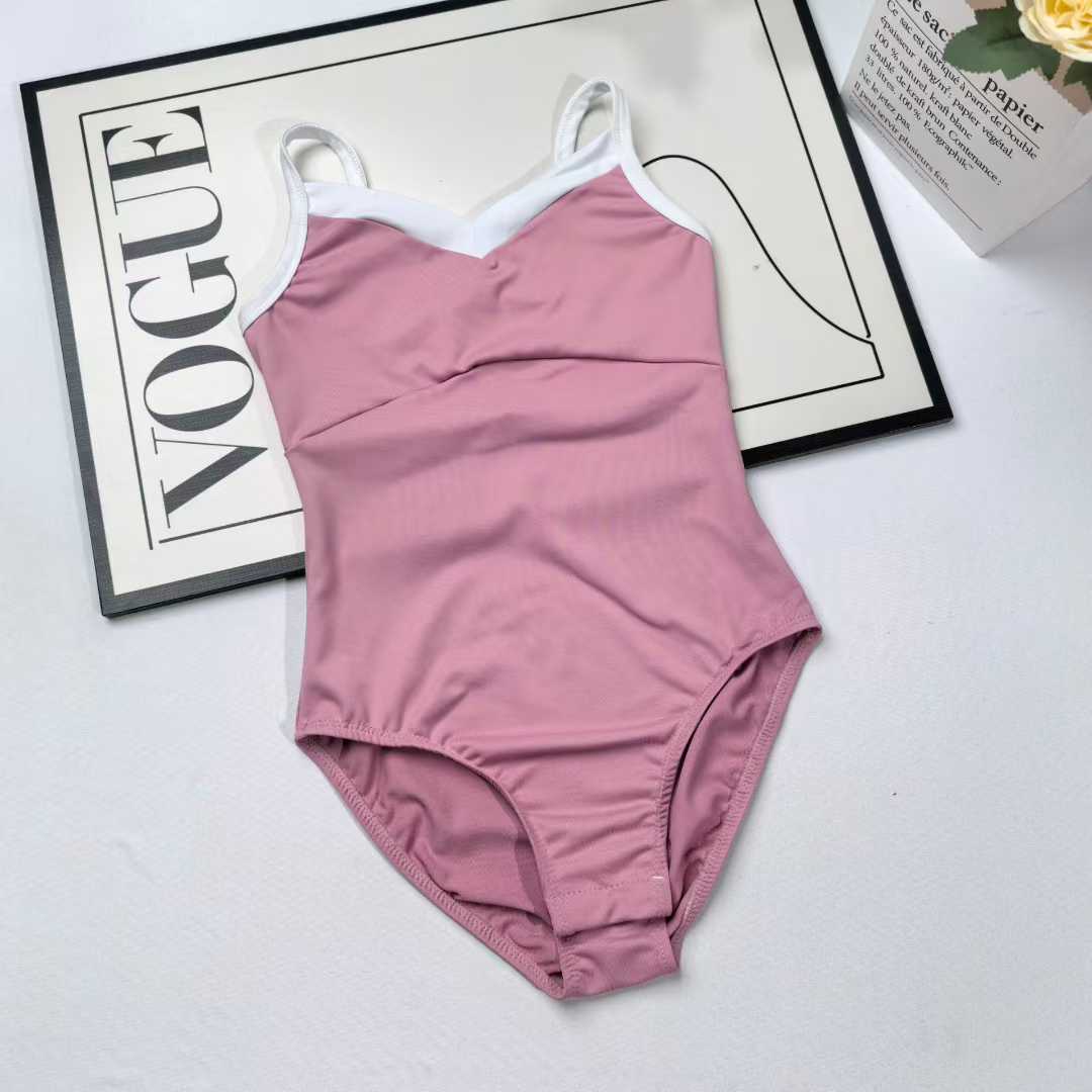 Contrast Color White Pink Ballet Leotards for Girls Toddler Dance Leotard Ballerina Dresses Outfit