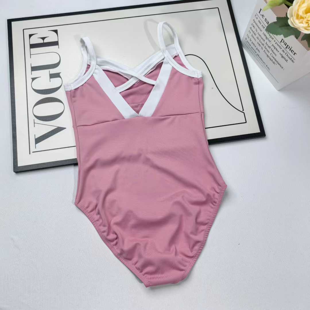 Contrast Color White Pink Ballet Leotards for Girls Toddler Dance Leotard Ballerina Dresses Outfit