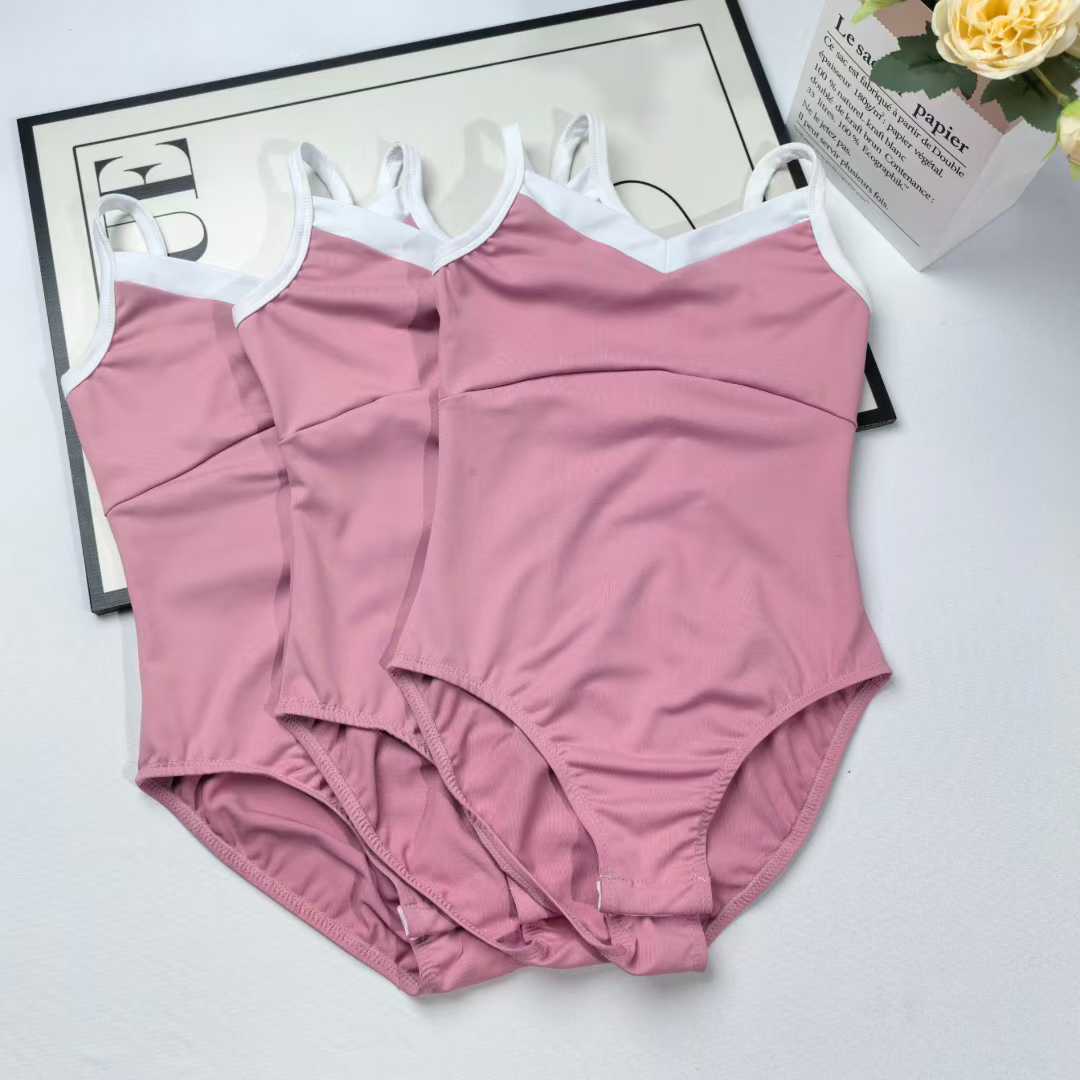 Contrast Color White Pink Ballet Leotards for Girls Toddler Dance Leotard Ballerina Dresses Outfit