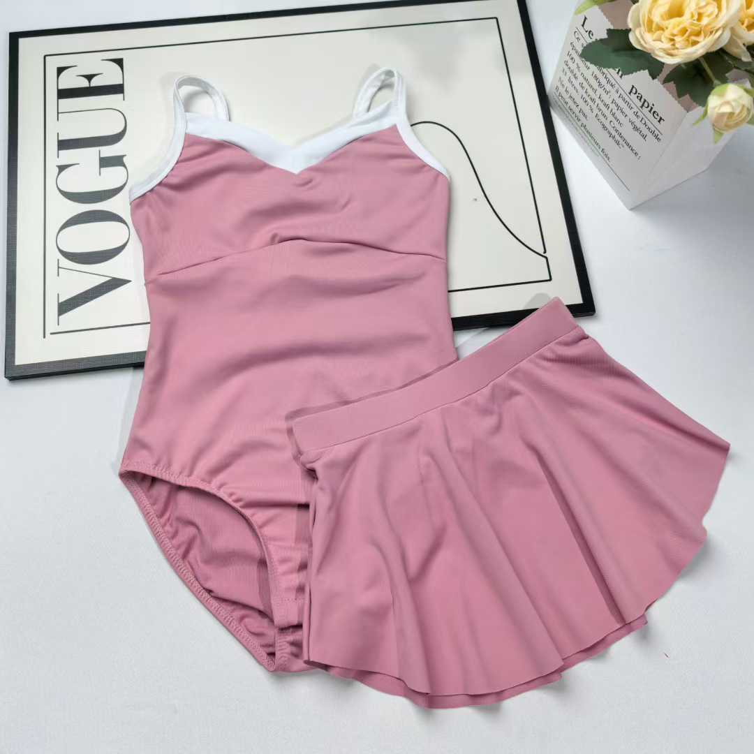 Contrast Color White Pink Ballet Leotards for Girls Toddler Dance Leotard Ballerina Dresses Outfit
