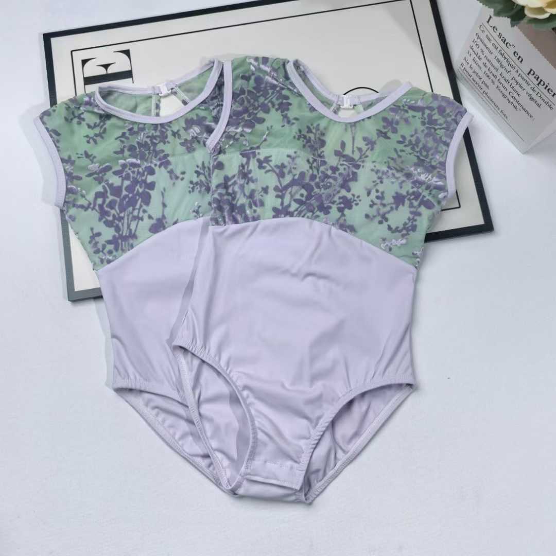 New Trendy Sleeveless Floral Printing Dance Ballet Leotard Ballerina Girls Dance Wear