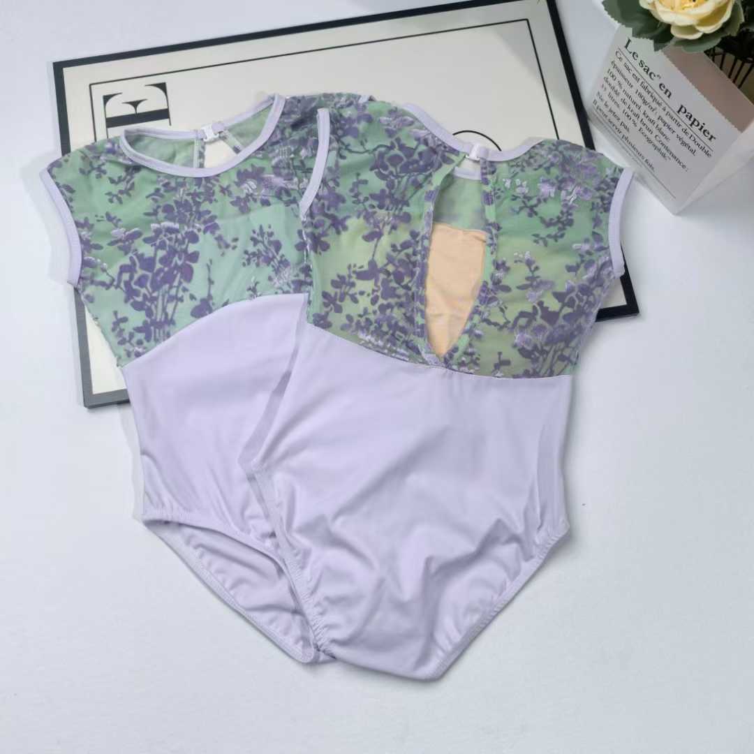 New Trendy Sleeveless Floral Printing Dance Ballet Leotard Ballerina Girls Dance Wear