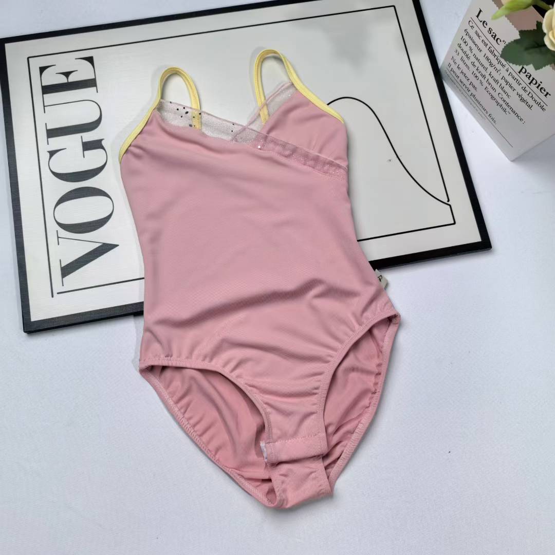 2025 Trendy Kids Girls Ballet Dance Wear Closed Crotch Cotton Camisole Leotard Two Tone