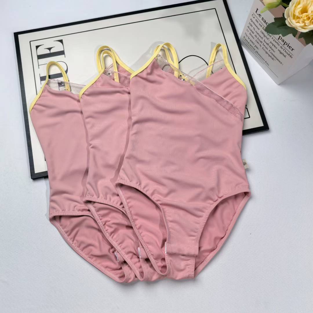 2025 Trendy Kids Girls Ballet Dance Wear Closed Crotch Cotton Camisole Leotard Two Tone