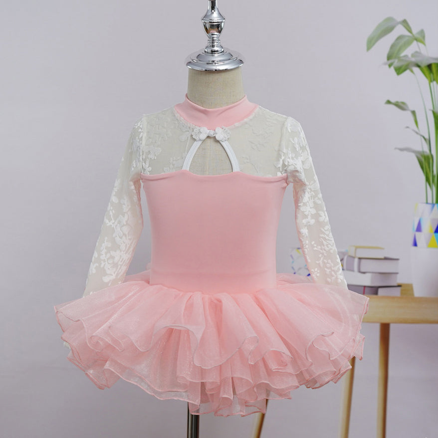 Cheongsam Style High Neck Ballet Leotard Dress Ballerina Costume for Girls Birthday Holiday