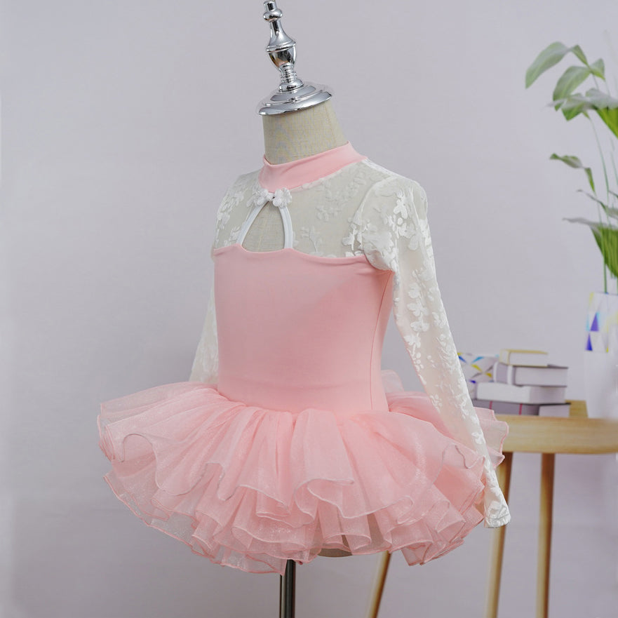 Cheongsam Style High Neck Ballet Leotard Dress Ballerina Costume for Girls Birthday Holiday