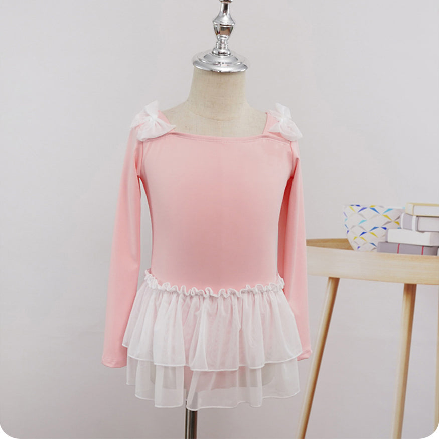 Leotard for Girls Long Sleeve Ballet Dress Toddler Dance Leotard with Skirt Kids Gymnastics Outfit