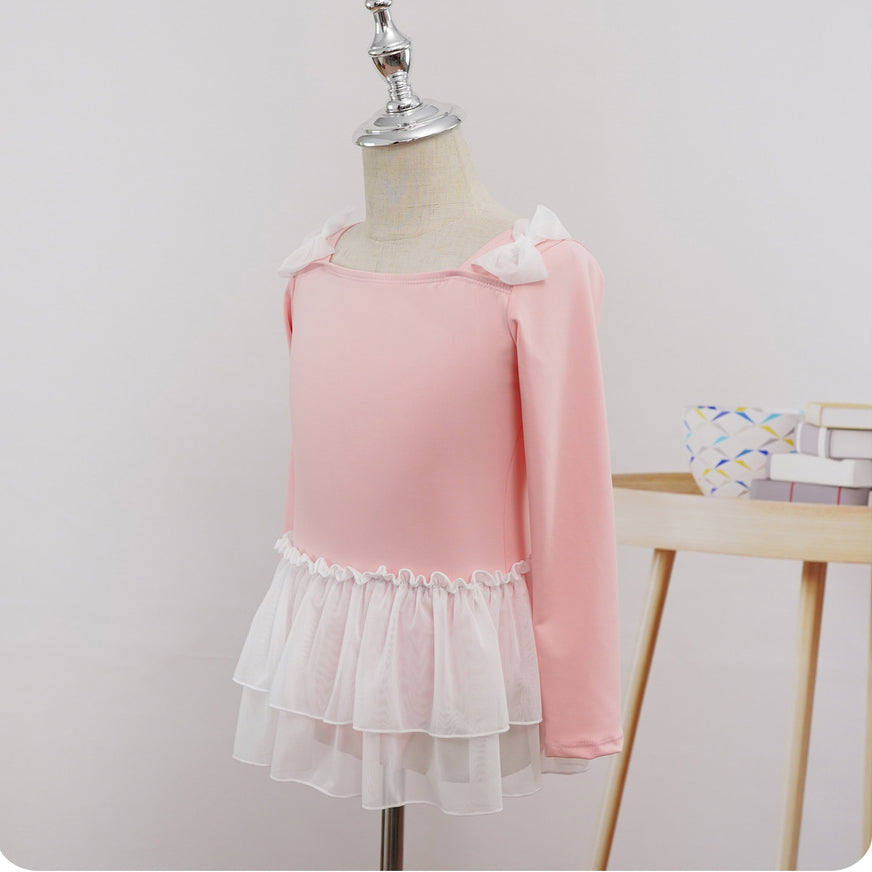 Leotard for Girls Long Sleeve Ballet Dress Toddler Dance Leotard with Skirt Kids Gymnastics Outfit