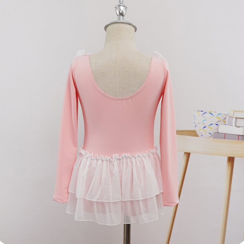 Leotard for Girls Long Sleeve Ballet Dress Toddler Dance Leotard with Skirt Kids Gymnastics Outfit