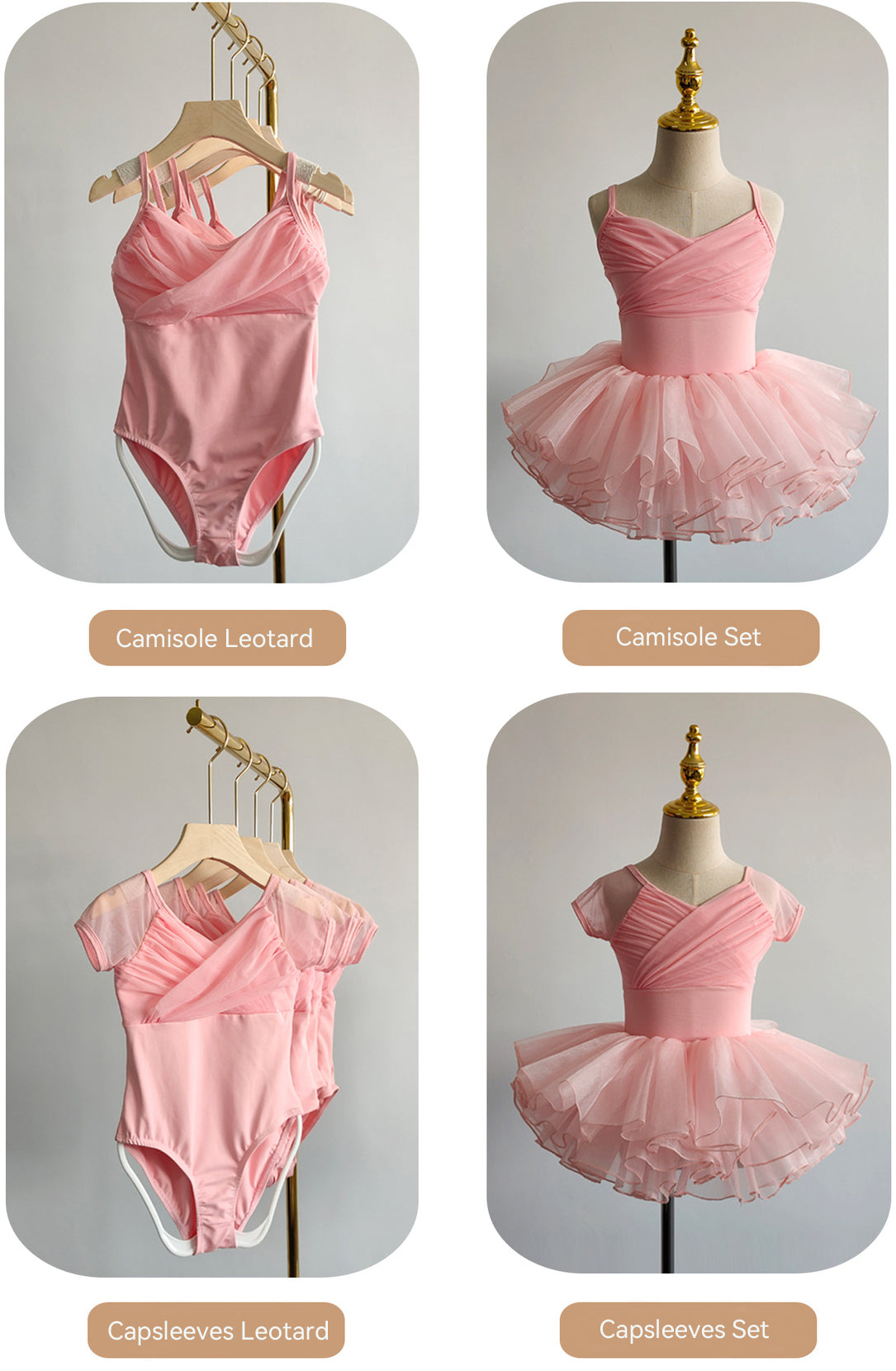 missfiona Girls Pink Dance Leotards Dress Set Pleated Top Ballet Tutu Skirt Activewear