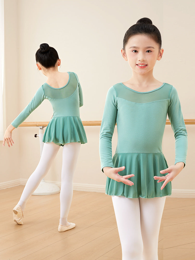 missfiona Mesh Top Girls Classic Dance Dress Ballet Skirted Leotard Activewear