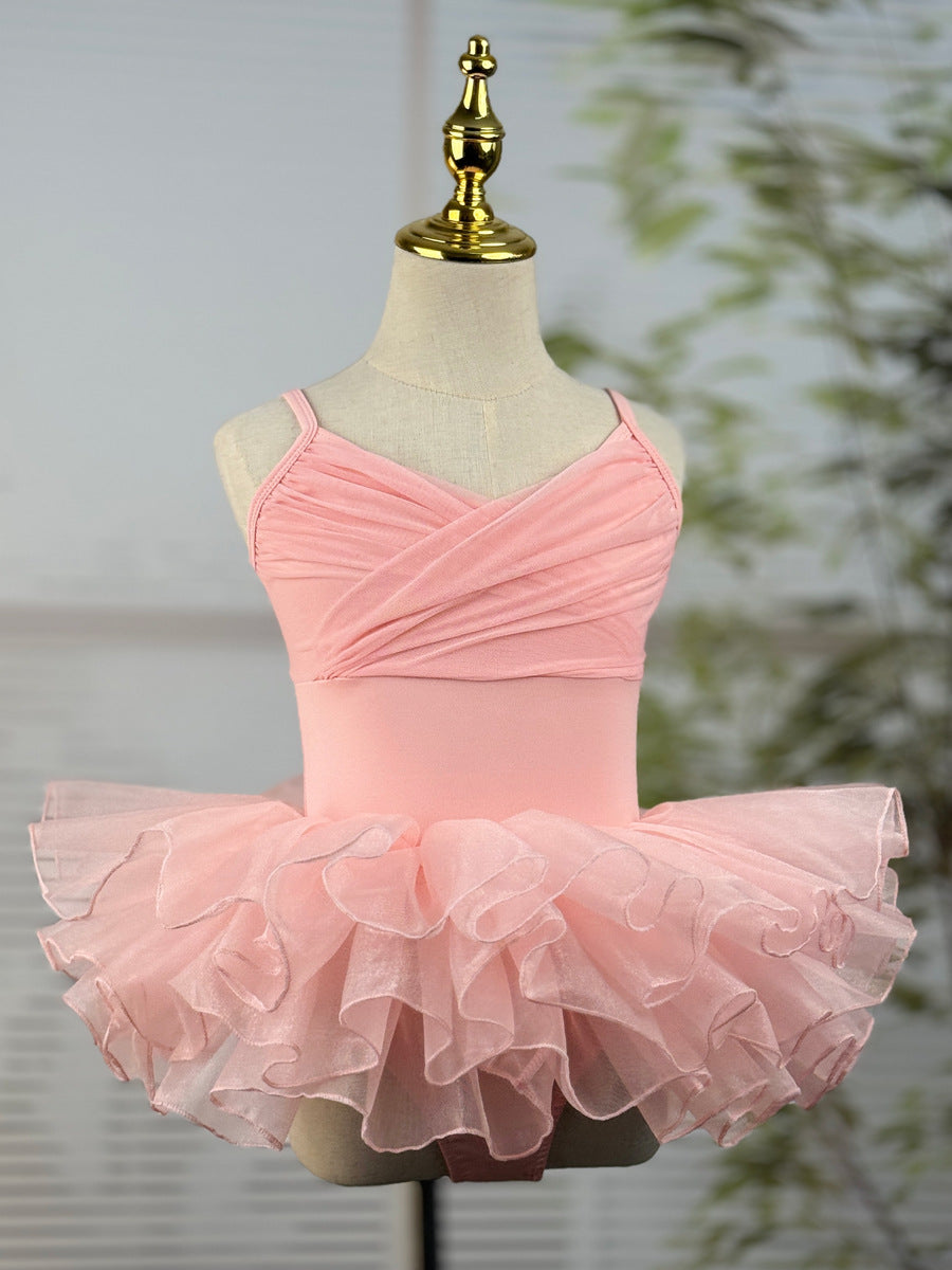 missfiona Girls Pink Dance Leotards Dress Set Pleated Top Ballet Tutu Skirt Activewear