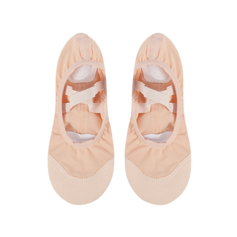 Elastic Mesh Canvas Ballet Dance Shoes for Women Breathable Ballet Shoes Adult Dance Flat with Split Sole
