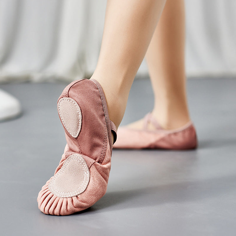 Two Tone Suede Splicing Ballet Shoes for Women 2025 Leather Sole Dancing Flat for Adult