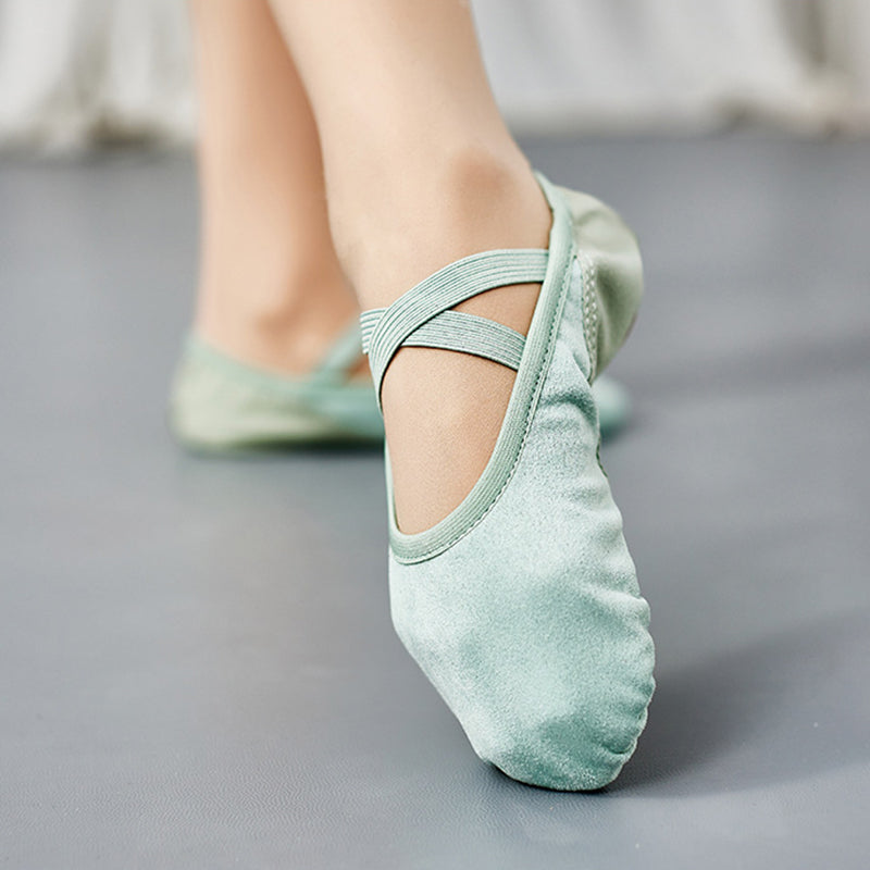 Two Tone Suede Splicing Ballet Shoes for Women 2025 Leather Sole Dancing Flat for Adult