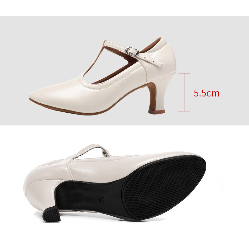 missfiona 2" Character Shoes for Women T-Strap Dance Heels for Ballroom Salsa Tango Wedding Flamenco Latin