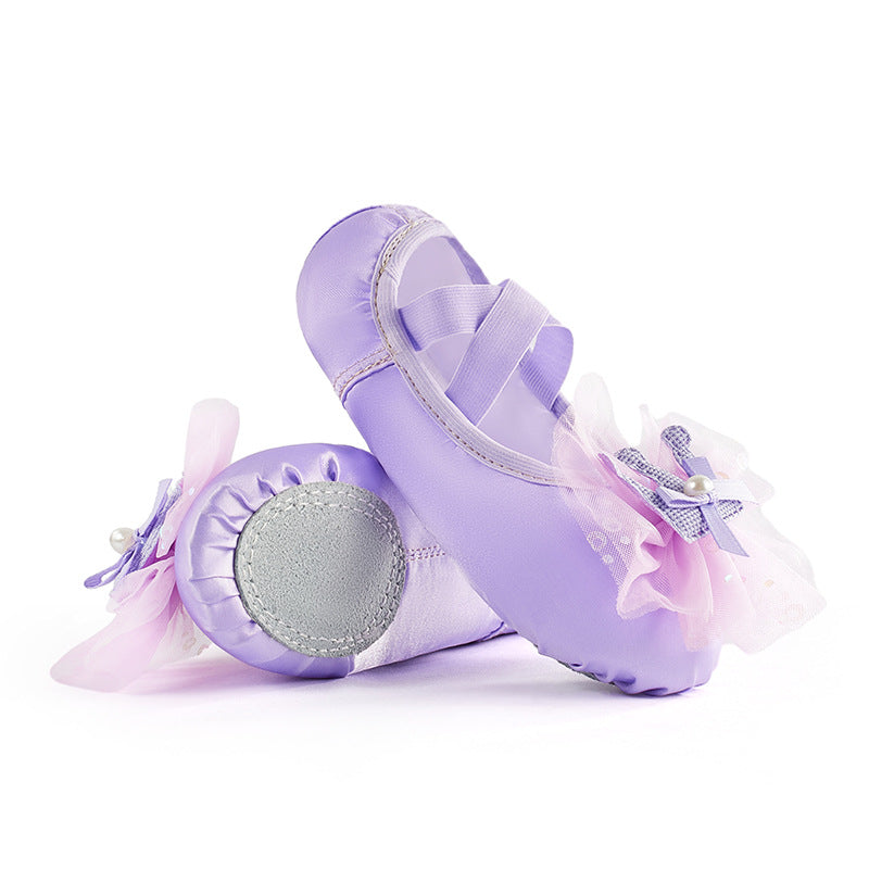 Cute Satin Ballet Shoes for Girls No Drawstring Slip On Dance Practice Ballroom Flat