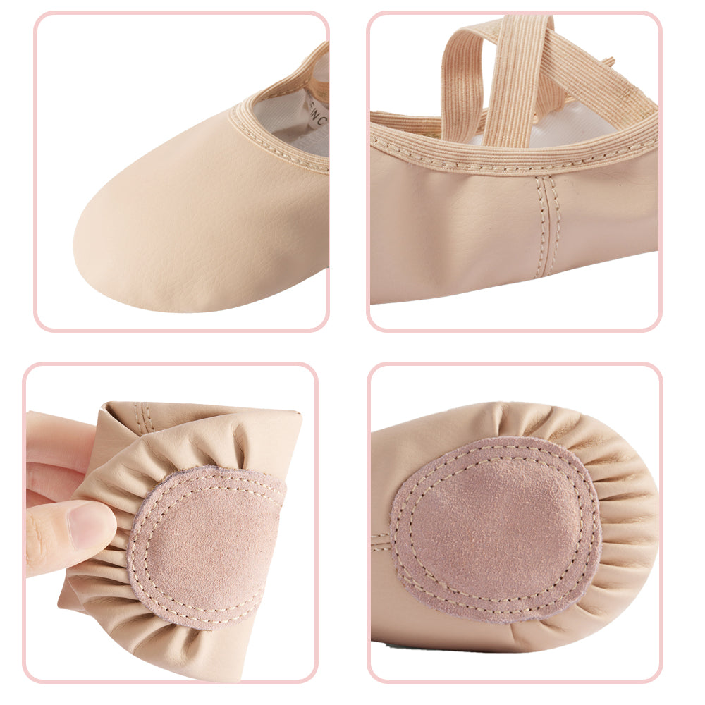 Missfiona Girl Ballet Dance Shoes Soft Leather Ballet Slippers For Toddler/Little Kid/Big Kid