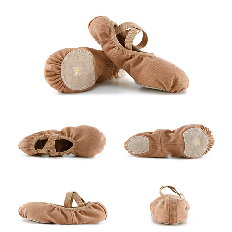 Professional Womens High Elastic Canvas Ballet Dance Shoes Split Sole Ballerina Slippers Gymnastic Dancing Flat