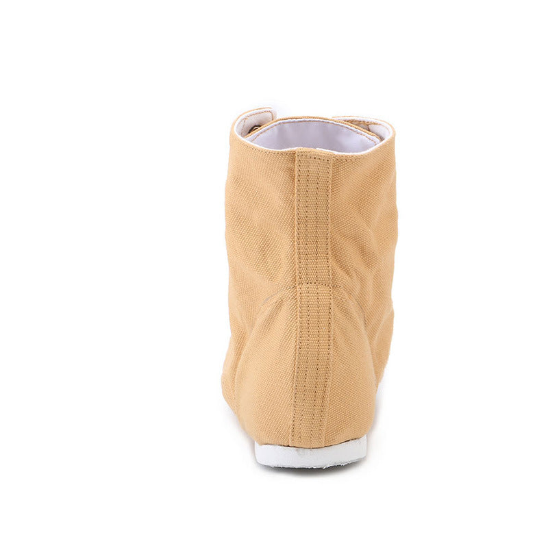 Womens Canvas Over The Ankle Jazz Dance Boots for Kids & Adult Lace-up Ballroom Modern Dance Flat