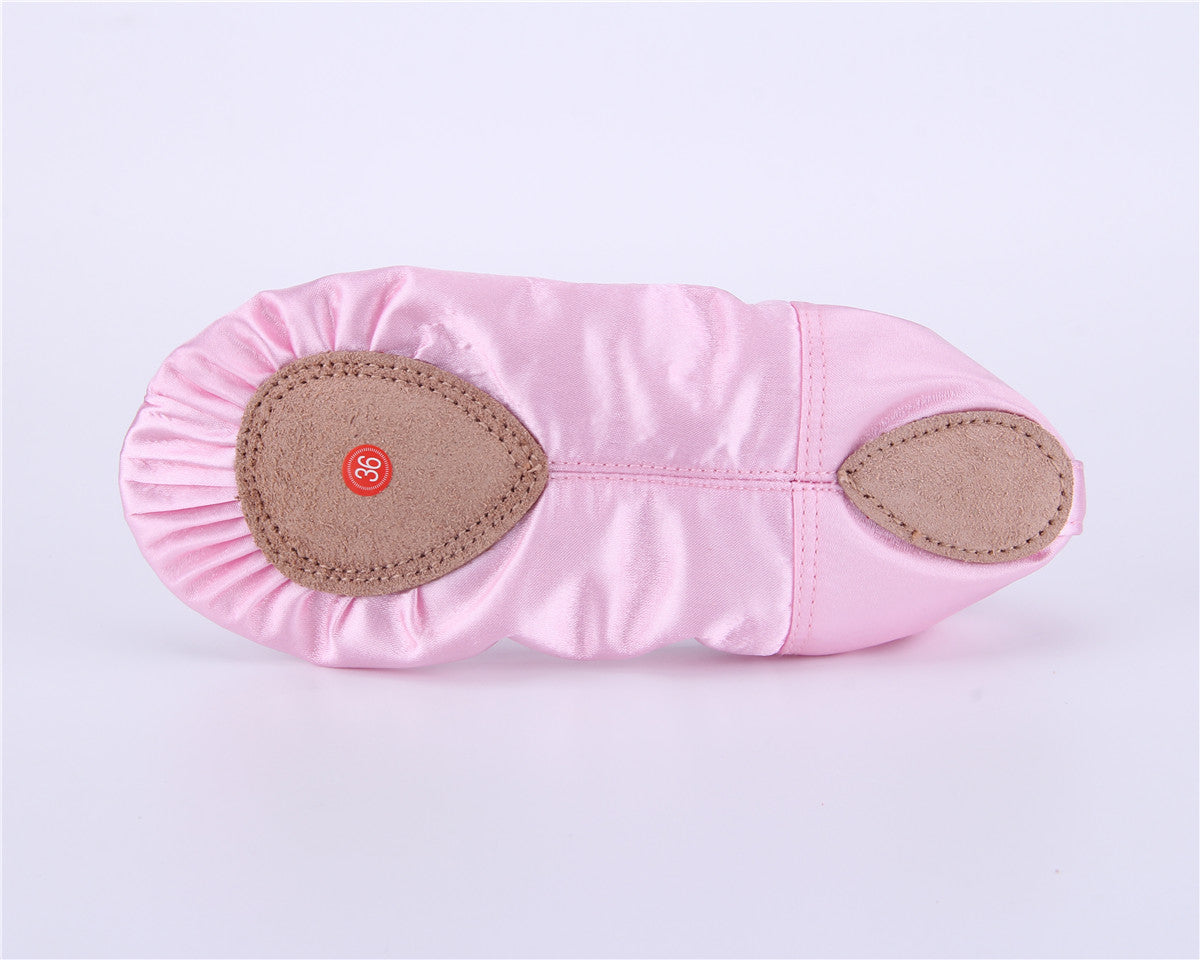 Girls Split Sole Pink Satin Ballet Slippers Ballerina Dance Slippers for Toddlers Kids