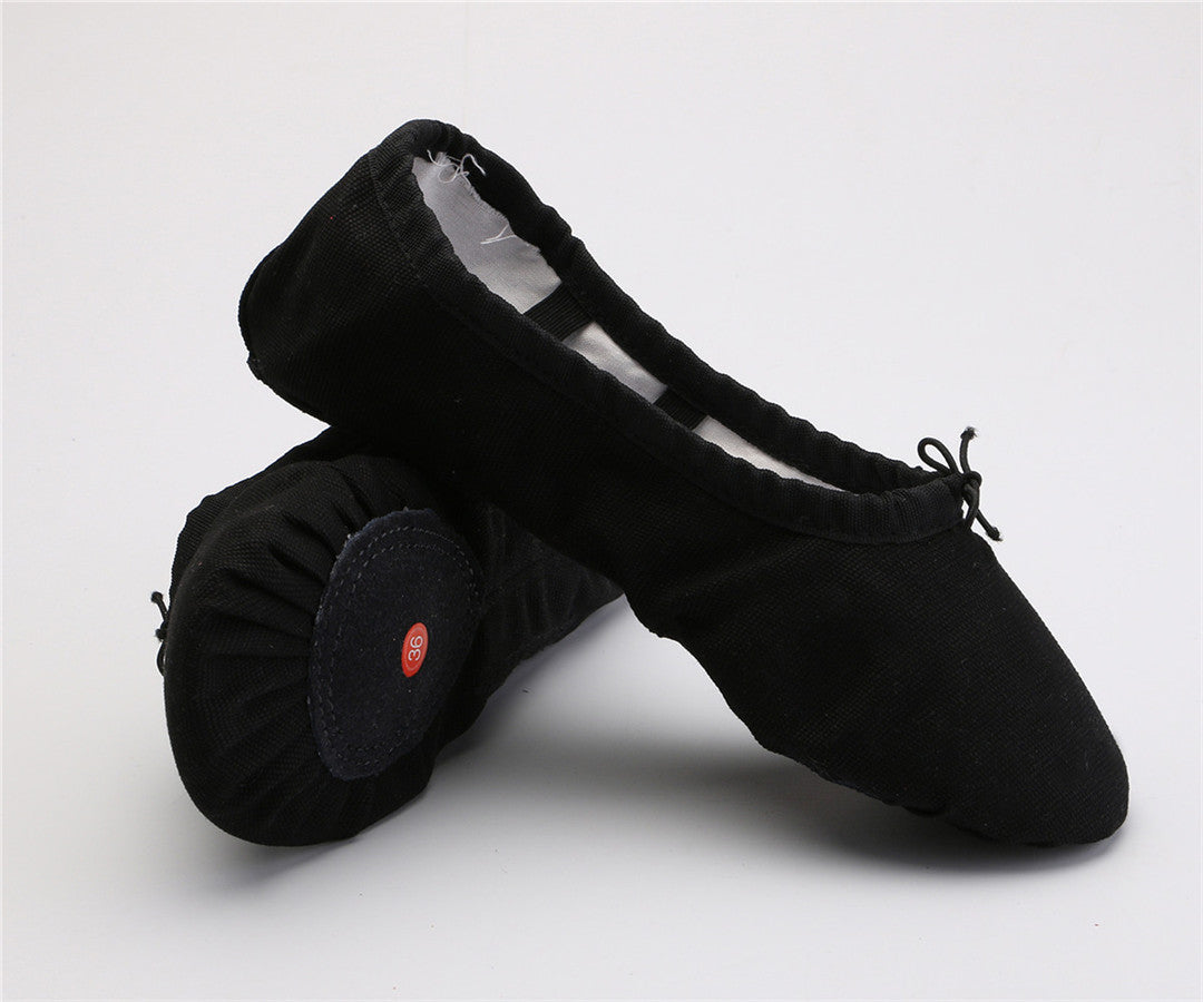 Girls Canvas Split-Sole Ballet Slippers Practice Dancing Yoga Flat Shoes