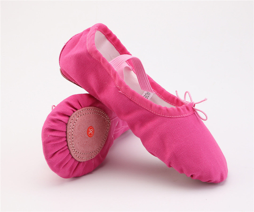 Girls Canvas Split-Sole Ballet Slippers Practice Dancing Yoga Flat Shoes