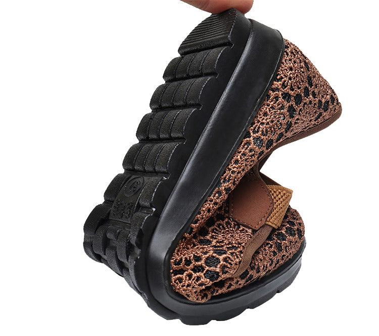 Womens Hollow Out Granny Walk Shoes Breathable Soft-Soled Mary Jane Flats Dance Shoes