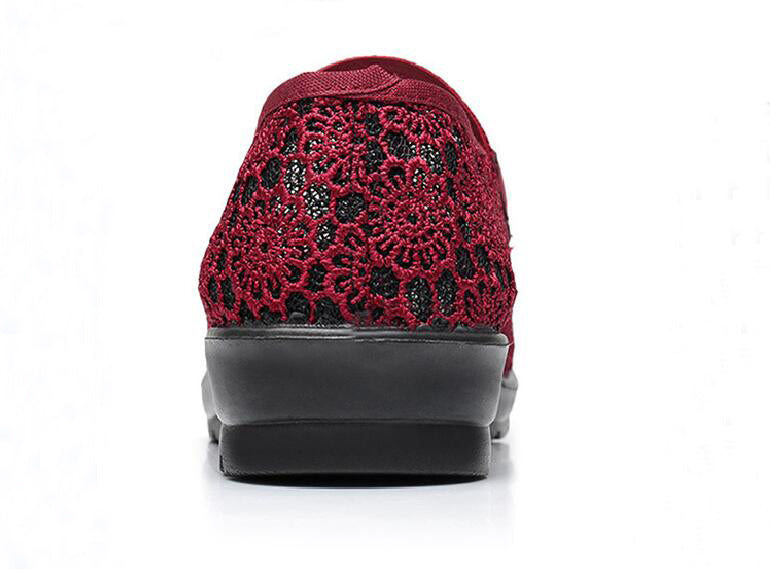 Womens Hollow Out Granny Walk Shoes Breathable Soft-Soled Mary Jane Flats Dance Shoes