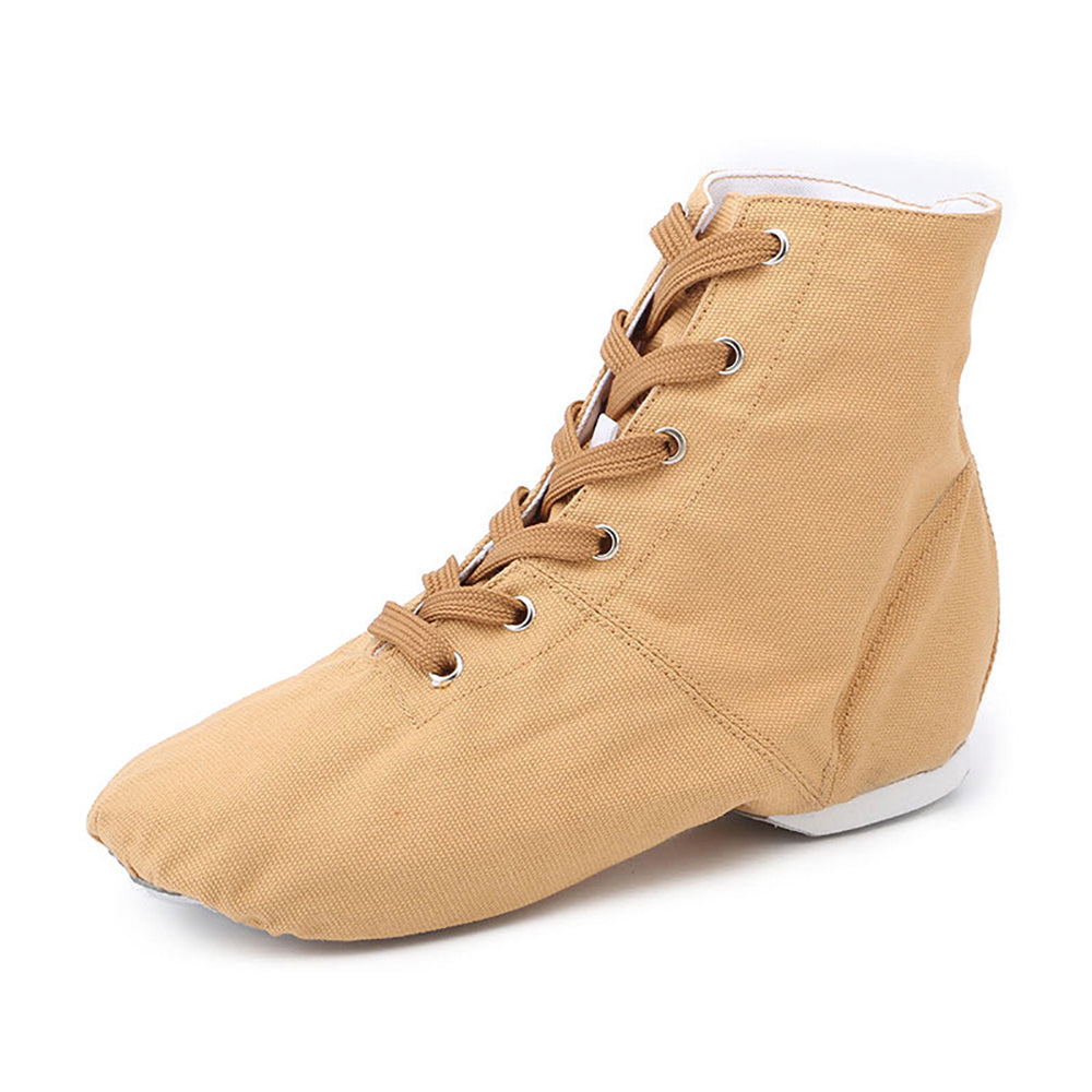 Womens Canvas Over The Ankle Jazz Dance Boots for Kids & Adult Lace-up Ballroom Modern Dance Flat