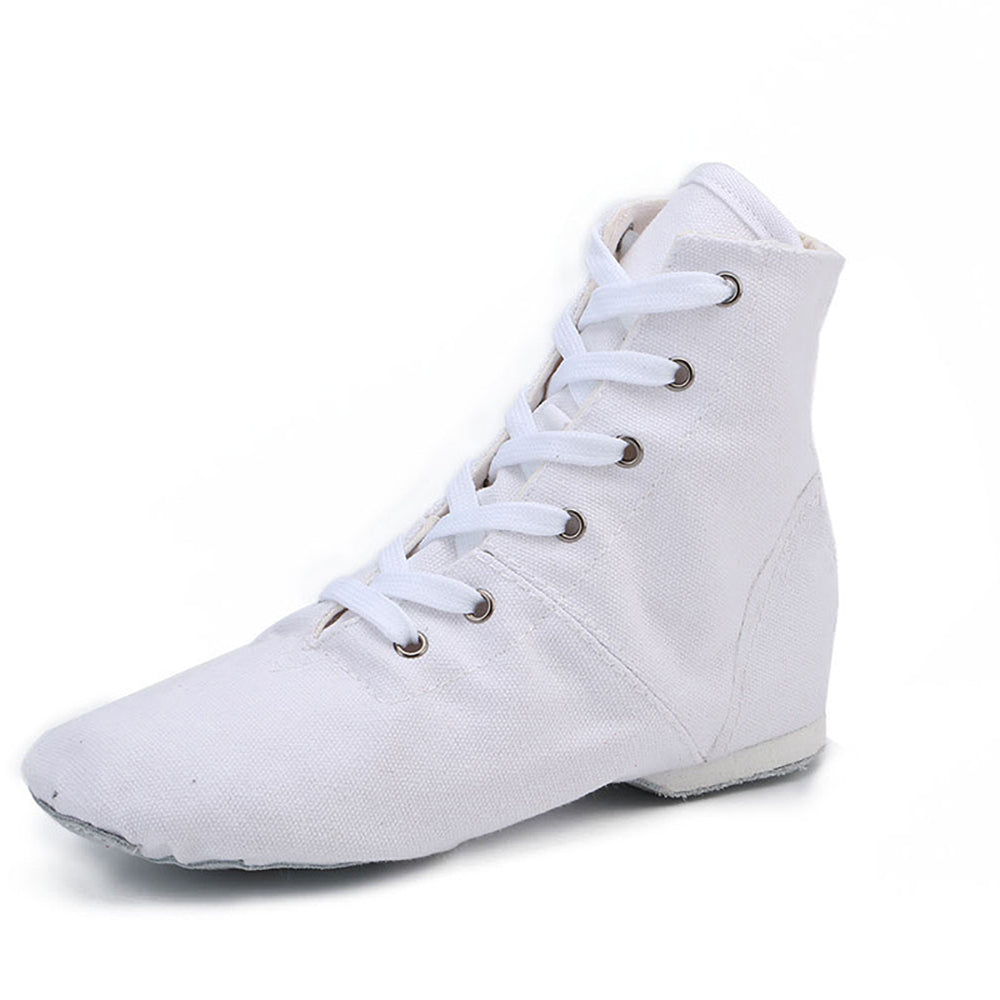 Womens Canvas Over The Ankle Jazz Dance Boots for Kids & Adult Lace-up Ballroom Modern Dance Flat
