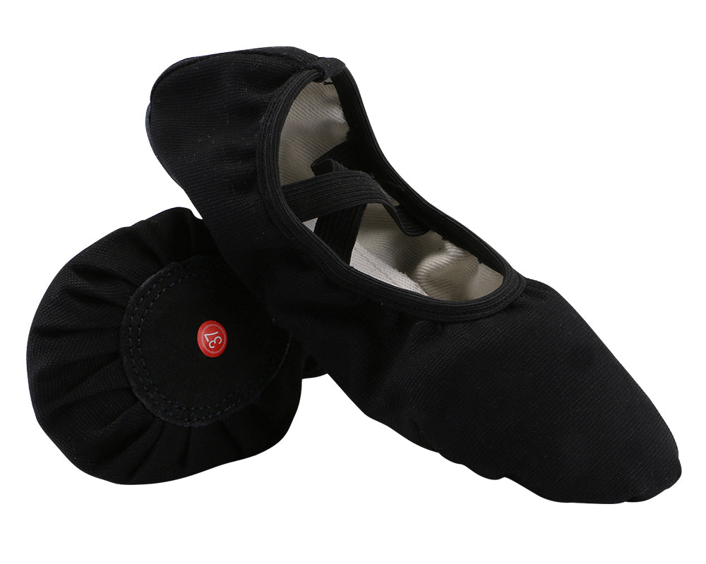 Womens Canvas Ballet Dance Shoes Elastic Band Dance Slippers Belly Flat with Split Sole